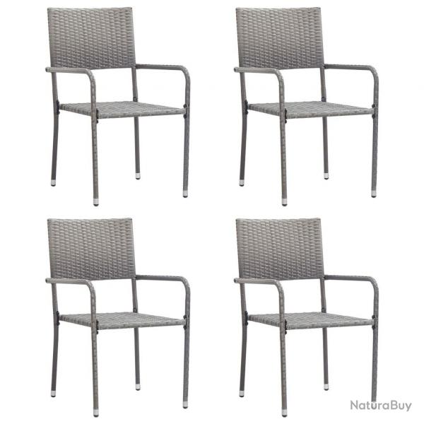 Chaise  dner de jardin empilable lot de 4 gris rsine tresse