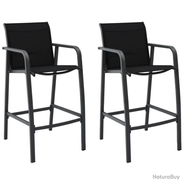 Chaises de bar de jardin lot de 2 Noir Textilne