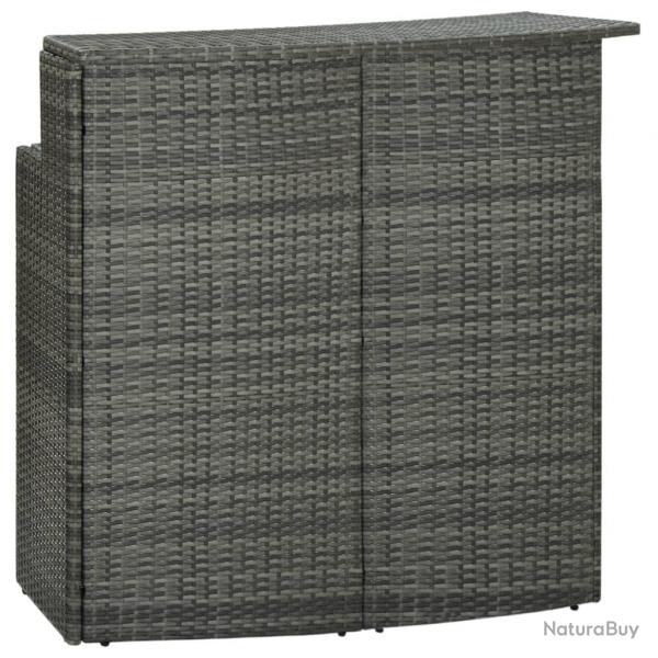Table de bar de jardin Gris 120x55x110 cm Rsine tresse
