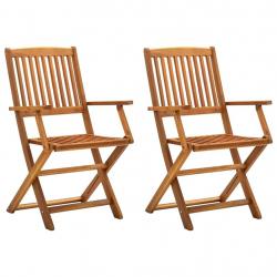 Chaises pliables d'extérieur lot de 2 Bois d'acacia solide