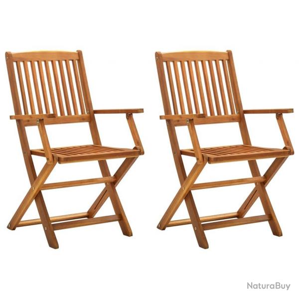 Chaises pliables d'extrieur lot de 2 Bois d'acacia solide