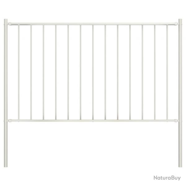 Panneau clture et poteaux acier enduit de poudre 1,7x1 m blanc
