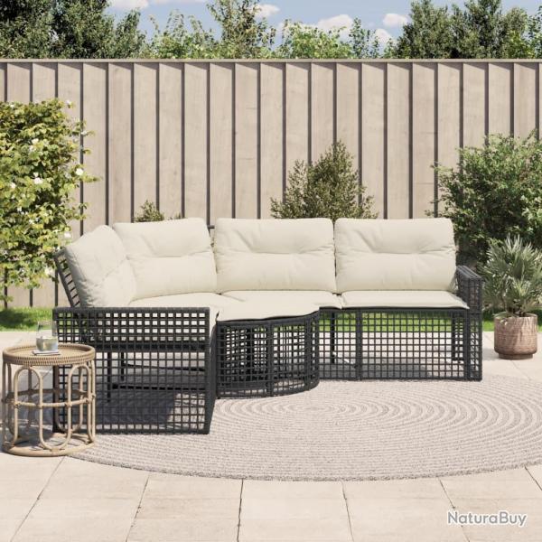 Canap de jardin et coussins et repose-pied en forme de L rotin