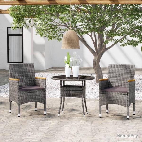 Ensemble  manger de jardin 3 pcs Rsine tresse Gris