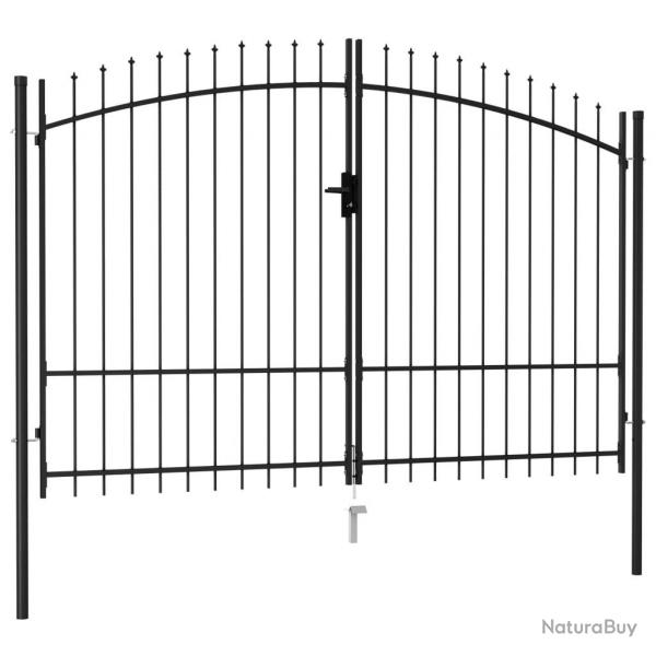 Portillon double porte avec dessus  pointe Acier 3x2 m Noir