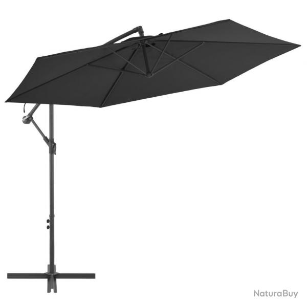 Parasol de jardin en porte--faux avec mt en aluminium noir