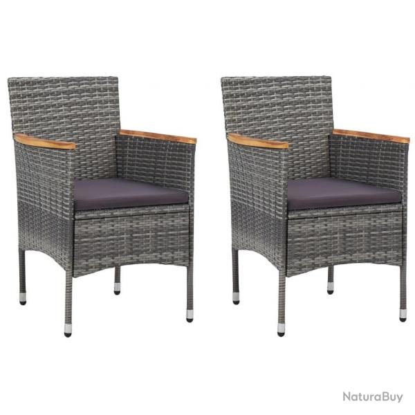 Chaises  manger de jardin lot de 2 Rsine tresse Gris