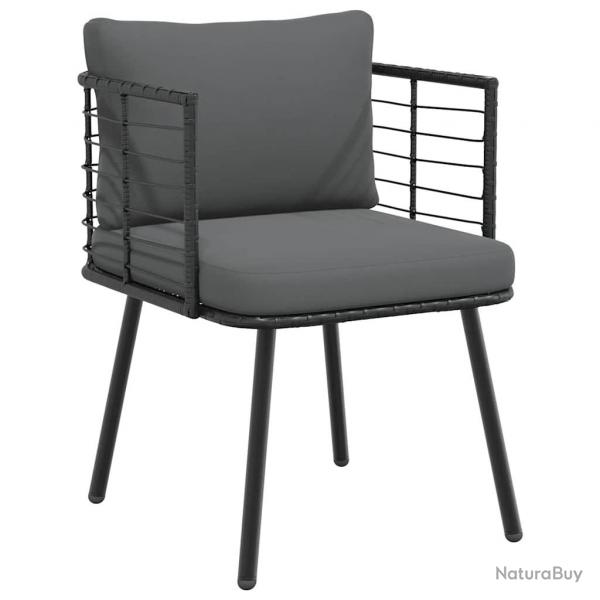 Chaise de jardin avec coussins noir rsine tresse