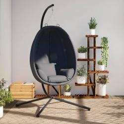 Chaise suspendue en forme d'oeuf avec support anthracite