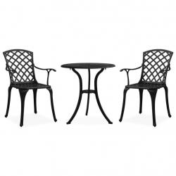 Ensemble de bistro 3 pcs Aluminium coulé Noir