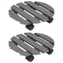 Chariots à plantes 2 pcs Gris Ø30x7,5 cm WPC