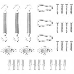 Jeu d'accessoires de voile d'ombrage 9 pcs Acier inoxydable