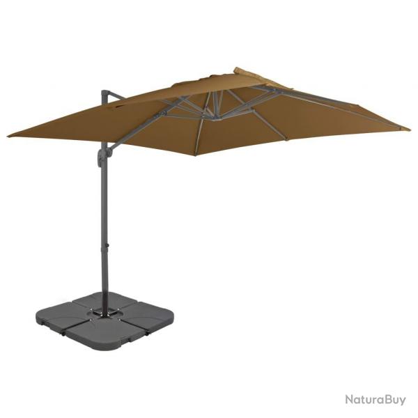 Parasol de jardin avec base portable taupe