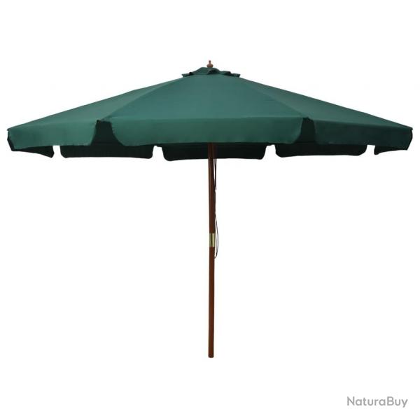 Parasol d'extrieur avec mt en bois 330 cm Vert