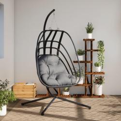 Chaise suspendue en forme d'oeuf avec support anthracite acier