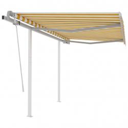 Auvent manuel rétractable avec poteaux 3x2,5 m Jaune et blanc
