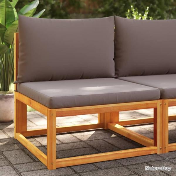 Canap de jardin sans accoudoirs coussins bois massif d'acacia
