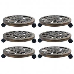 Chariots pour plantes 6 pcs Bronze 38 cm Plastique