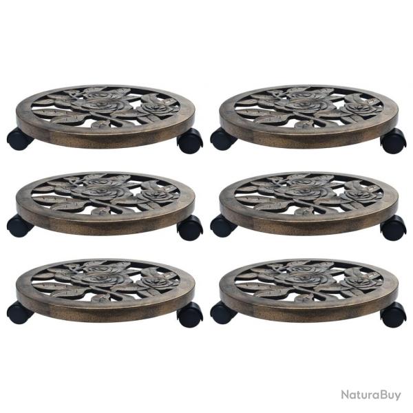 Chariots pour plantes 6 pcs Bronze 38 cm Plastique
