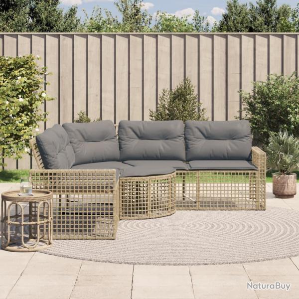 Canap de jardin et coussins et repose-pied en forme de L rotin