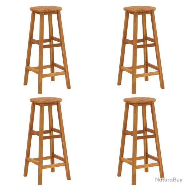 Tabourets de bar lot de 4 bois d'acacia solide