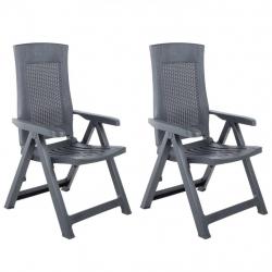 Chaises inclinables de jardin lot de 2 Plastique Anthracite