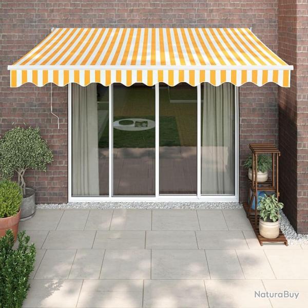 Auvent rtractable jaune et blanc 3,5x2,5 m tissu et aluminium