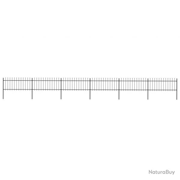 Clture de jardin avec dessus en lance Acier 10,2x0,8 m Noir