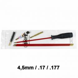 Kit nettoyage carabine 3 brins + 3 écouvillons cal.4,5 / .17