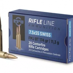 Boite de munition 7.5x55 Suisse FMJ 174 Grain 11.3g Partizan 20 cartouches