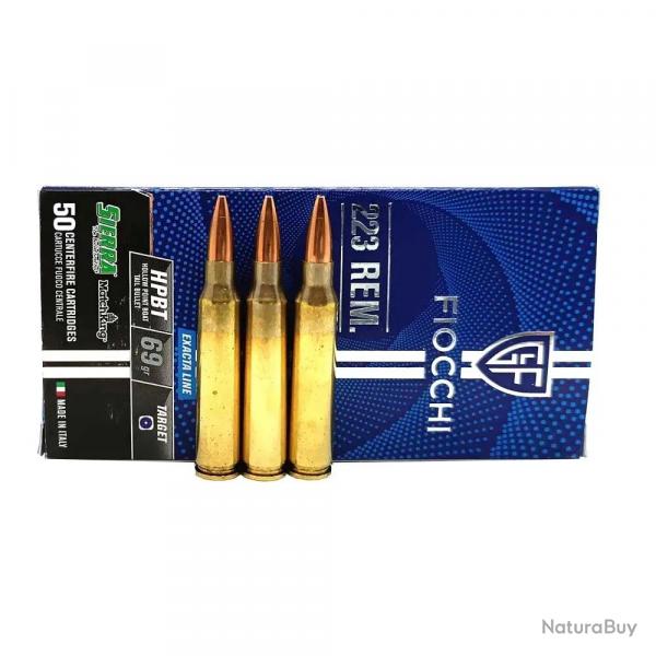 Munitions Fiocchi HPBT .223 Rem 69 gr 1 carton de 1000 munitions
