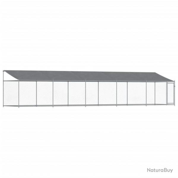 Cage pour chien avec toit et porte 10 x 2 x 2m acier galvanis gris 02_0041628