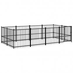 Chenil cage enclos pac animaux d'extérieur pour chiens acier 7,51 m² noir 02_0041878