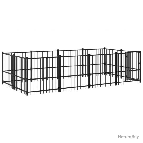 Chenil cage enclos pac animaux d'extrieur pour chiens acier 7,51 m noir 02_0041878