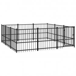 Chenil cage enclos pac animaux d'extérieur pour chiens acier 8,47 m² noir 02_0041884