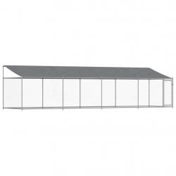 Cage pour chien avec toit et porte 8 x 2 x 2 m acier galvanisé gris 02_0041633