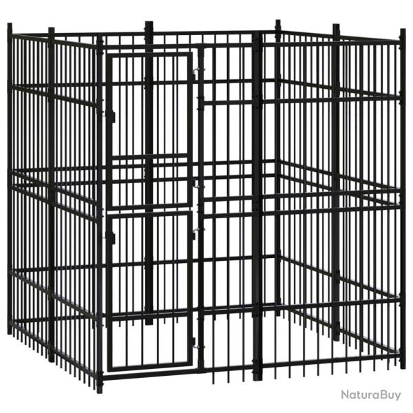 Chenil cage enclos pac animaux d'extrieur pour chiens acier 3,69 m noir 02_0041831
