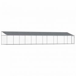 Cage pour chien avec toit et porte 12 x 2 x 2m acier galvanisé gris 02_0041629