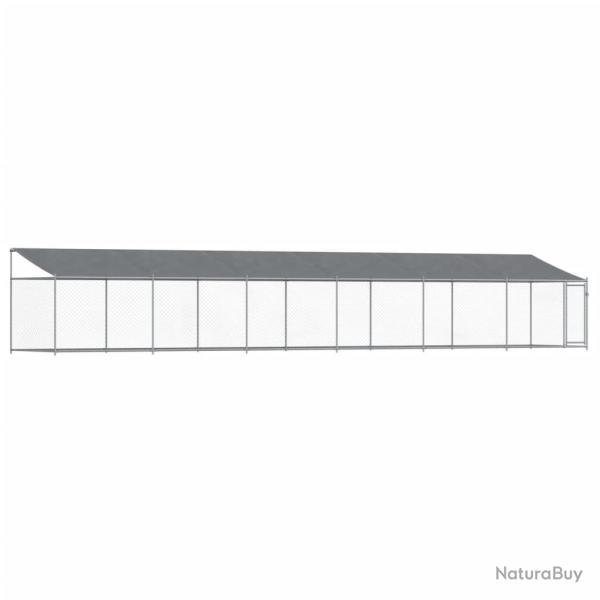 Cage pour chien avec toit et porte 12 x 2 x 2m acier galvanis gris 02_0041629