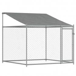 Cage pour chien avec toit et porte 2 x 2 x 2 m acier galvanisé gris 02_0041630