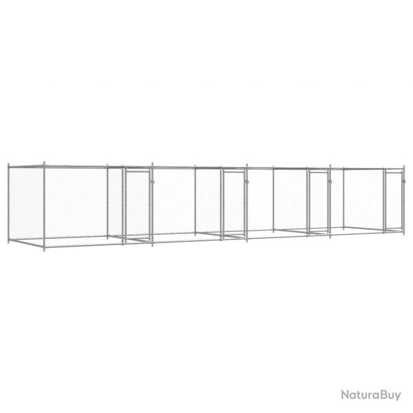 Cage pour chien avec portes 8 x 2 x 1,5 m acier galvanis gris 02_0041626