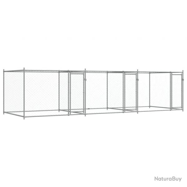 Cage pour chien avec portes 6 x 2 x 1,5 m acier galvanis gris 02_0041625