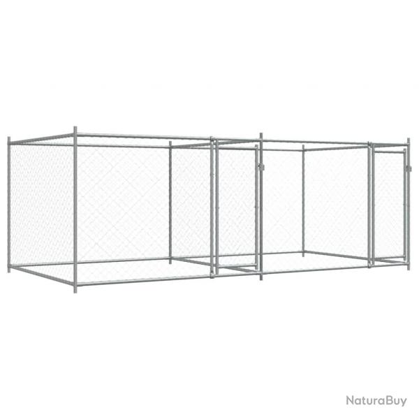Cage pour chien avec portes 4 x 2 x 1,5 m acier galvanis gris 02_0041624