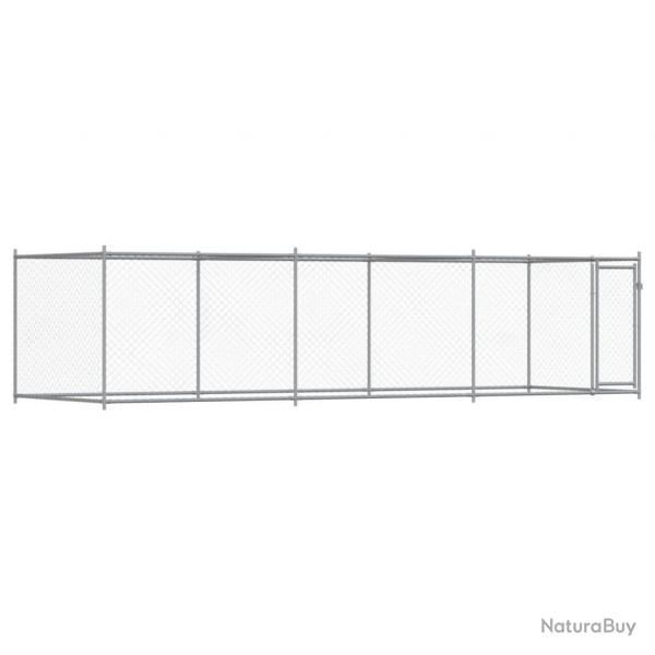 Cage pour chien avec porte 6 x 2 x 1,5 m acier galvanis gris 02_0041620