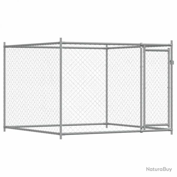 Cage pour chien avec porte 2 x 2 x 1,5 m acier galvanis gris 02_0041618