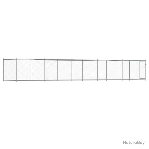 Cage pour chien avec porte 10 x 2 x 1,5 m acier galvanis gris 02_0041616