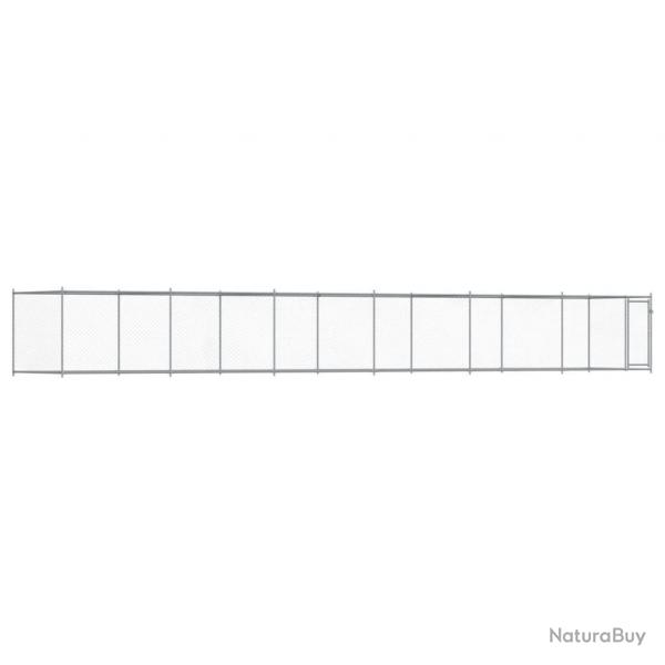 Cage pour chien avec porte 12 x 2 x 1,5 m acier galvanis gris 02_0041617