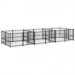 Chenil cage enclos pac animaux d'extérieur pour chiens acier 11,26 m² noir 02_0041781
