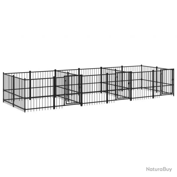 Chenil cage enclos pac animaux d'extrieur pour chiens acier 11,26 m noir 02_0041781