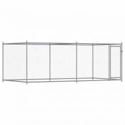 Cage pour chien avec porte 4 x 2 x 1,5 m acier galvanisé gris 02_0041619